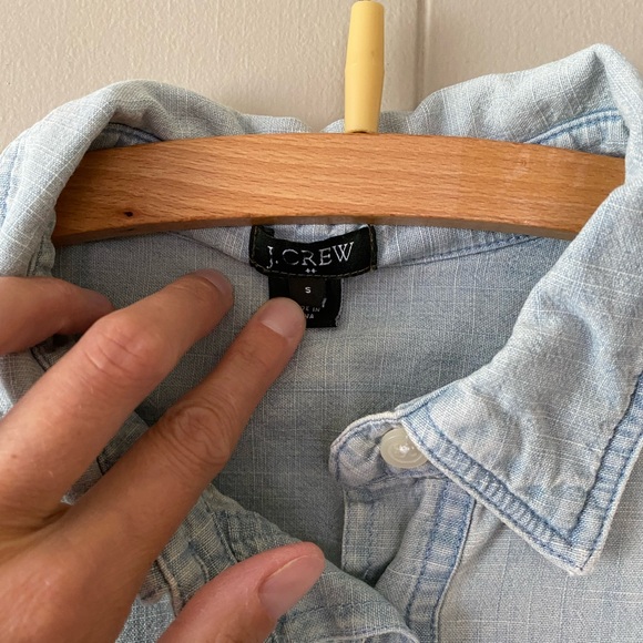 J. Crew Factory Size Small 100% Cotton Popover Collard Long Sleeve Top - Picture 3 of 6